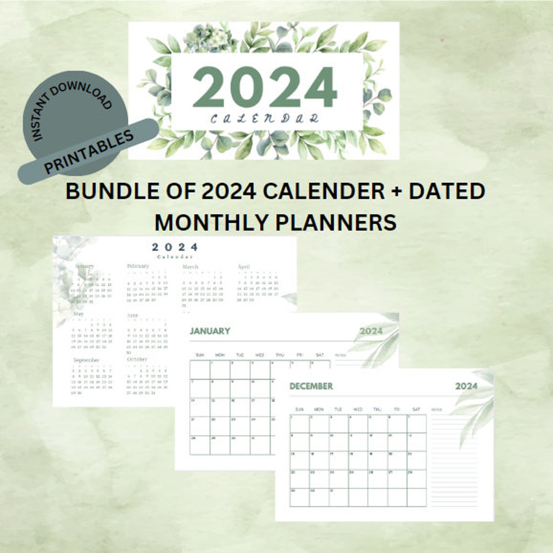2024 Yearly Calendar With 12 Monthly Planners, Printable Calendar