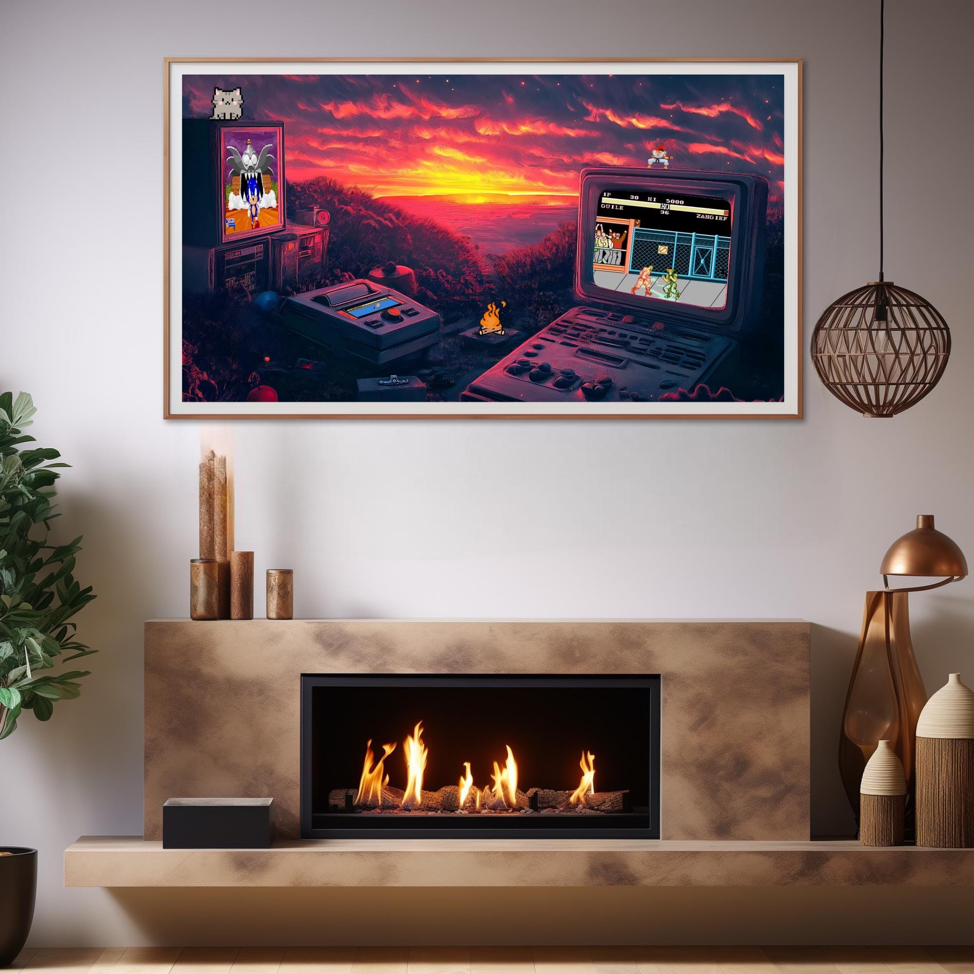 SEAMLESS ANIMATED Background Screensaver Wallpaper | Sunset Retro View ...
