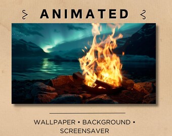 NAHTLOSER ANIMIERTER Hintergrund Bildschirmhintergrund | Nordlichtfeuer | Flamme, Gemütlich, Natur Nahtlos | Twitch Overlay, OBS, Beweglich