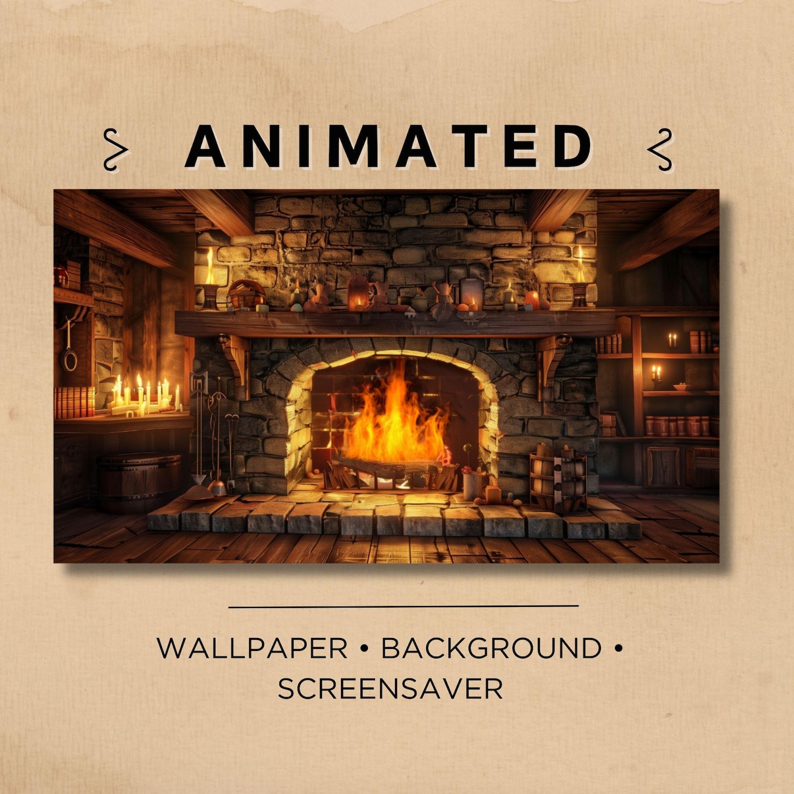 SEAMLESS ANIMATED Background Screensaver Wallpaper | Medieval Campfire