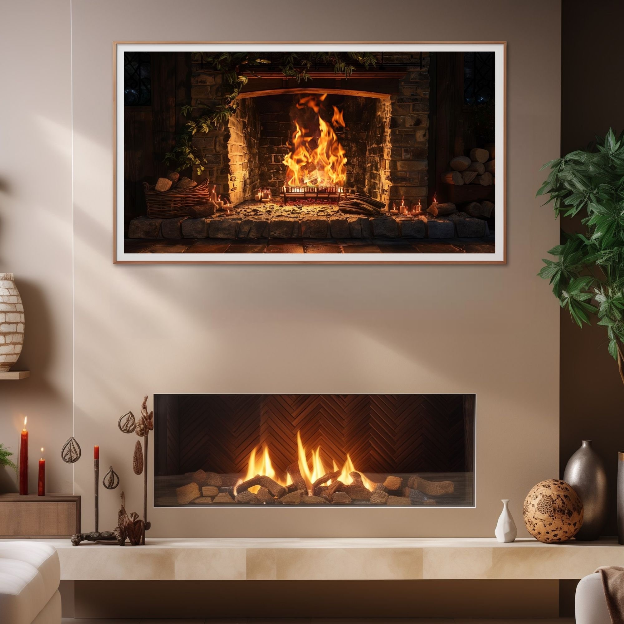 SEAMLESS ANIMATED Background Screensaver Wallpaper | Jungle Fireplace