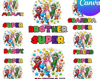 Modelo PNG personalizado de aniversário para Canva | Design de camiseta combinando para aniversário da família | Download digital editável