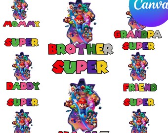 Modelo PNG personalizado de aniversário para Canva | Design de camiseta combinando para aniversário da família | Download digital editável