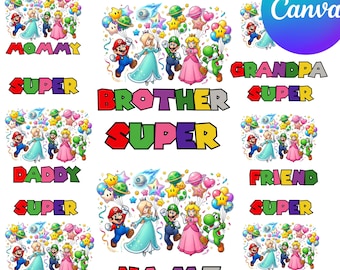 Modelo PNG personalizado de aniversário para Canva | Design de camiseta combinando para aniversário da família | Download digital editável