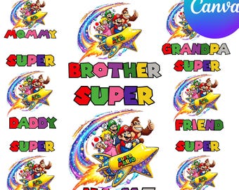 Modelo PNG personalizado de aniversário para Canva | Design de camiseta combinando para aniversário da família | Download digital editável