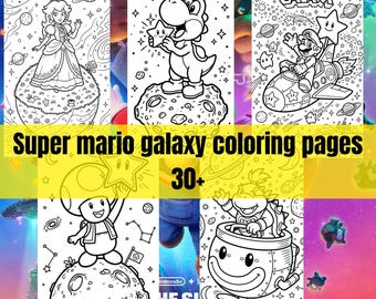 Super Mario Galaxy Kleurplaten | Afdrukbare Mario-kleurplaten | Activiteitenpagina's voor kinderen | Kleurboek videogame | Direct downloaden