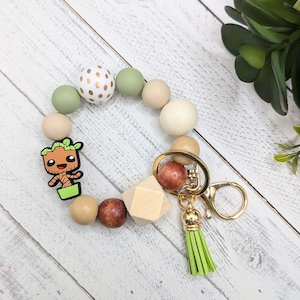 Guardians of a Galaxy Tree Baby Wristlet 7.5&quot; Stretchy Key Ring Tasseled