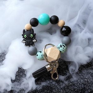 Pulsera de dragón vikingo negro con dije de silicona, llavero de 19 cm, negro y verde