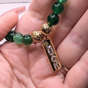 Bransoletka Good Luck Green Aventurine i Gold Lava Jewelry 7" Circum Stretchs
