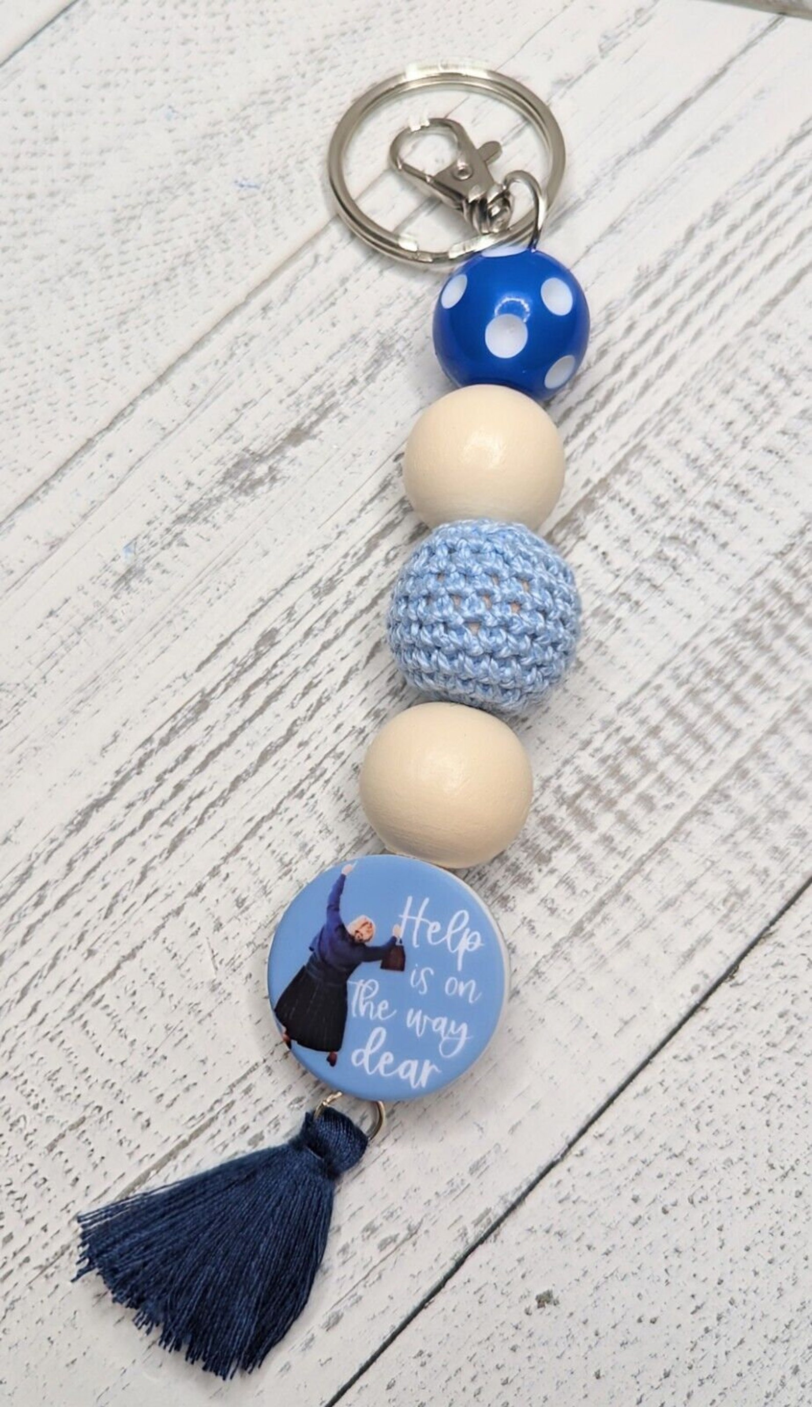 Help is on the Way Dear Meme Keychain With PVC Charm Beaded 6
