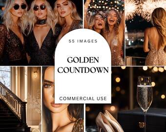 New Year Celebration Stock Photos - Gold Aesthetic - Luxury Party - Golden Girls - Luxury Aesthetic - Elegant New Year’s Eve Stock Photos