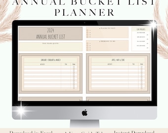 Bucket List Spreadsheet - Neutral | Bucket List Check List | Bucket List Planner | Digital Bucket List | Excel | Google Sheets