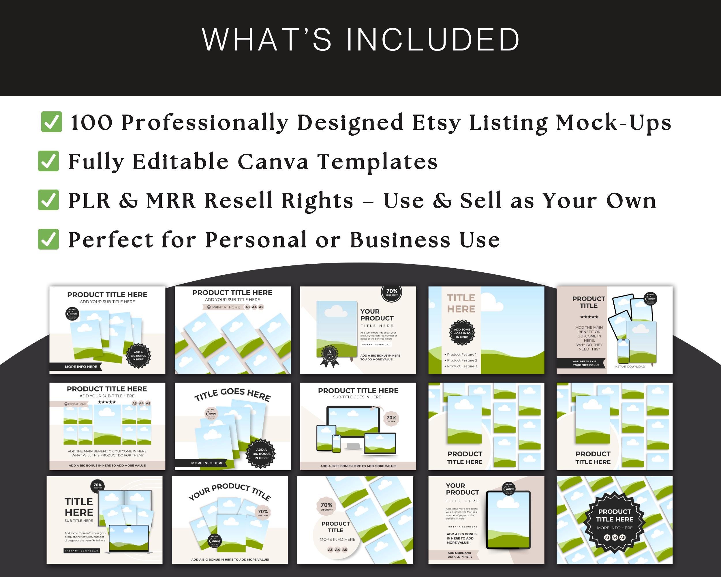 MRR PLR Digital Product Mockup Templates - Editable Canva Designs for ...