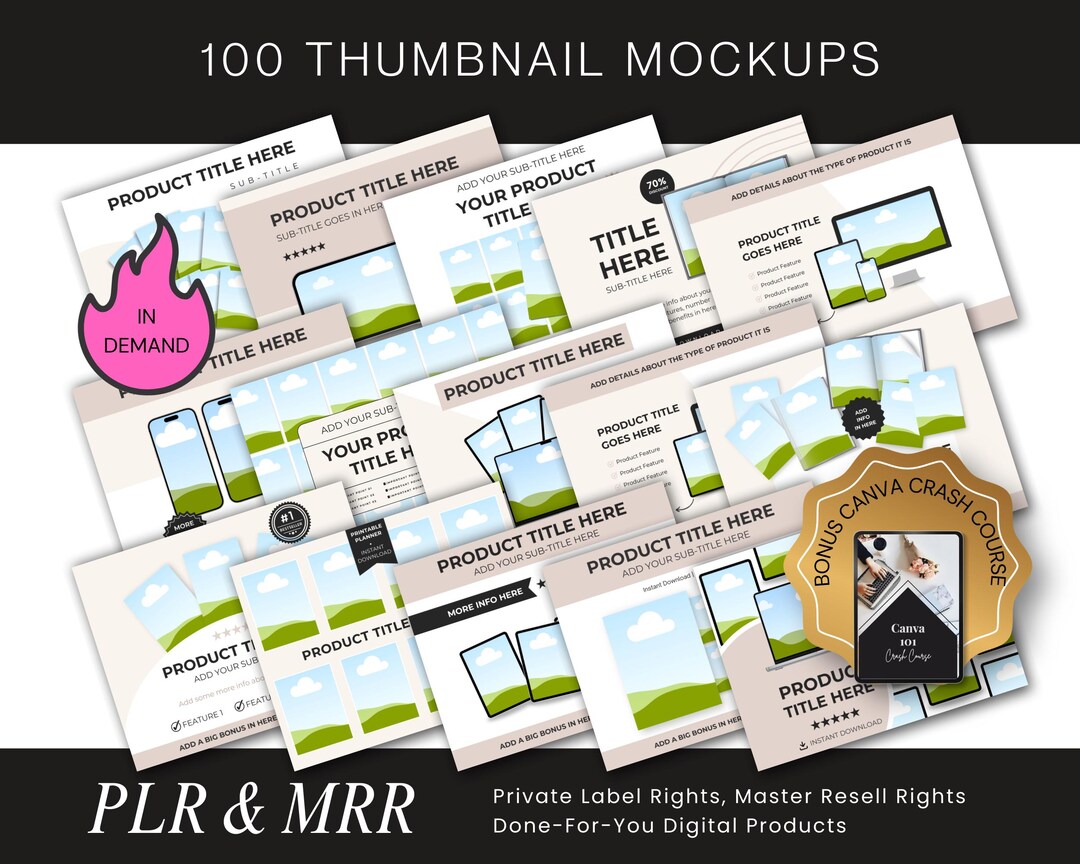 MRR PLR Digital Product Mockup Templates - Editable Canva Designs for ...