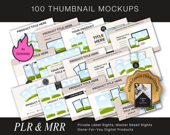 MRR PLR Digital Product Mockup Templates - Editable Canva Designs for Etsy Sellers - Resell Rights Included - Thumbnail - Mock up creator