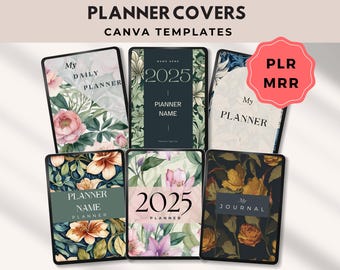 Planner Covers with MRR -  Digital Notebook Covers with Master Resell Rights,  Aesthetic Design - Resell Rights, Canva Templates. KPD