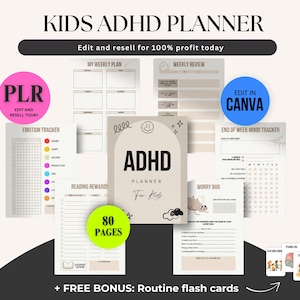 ADHS Planer für Kinder mit PLR Wiederverkaufsrechten, Exekutivfunktion & Routineplaner, Verhaltensdiagramm, Belohnungs- und Checklistensystem