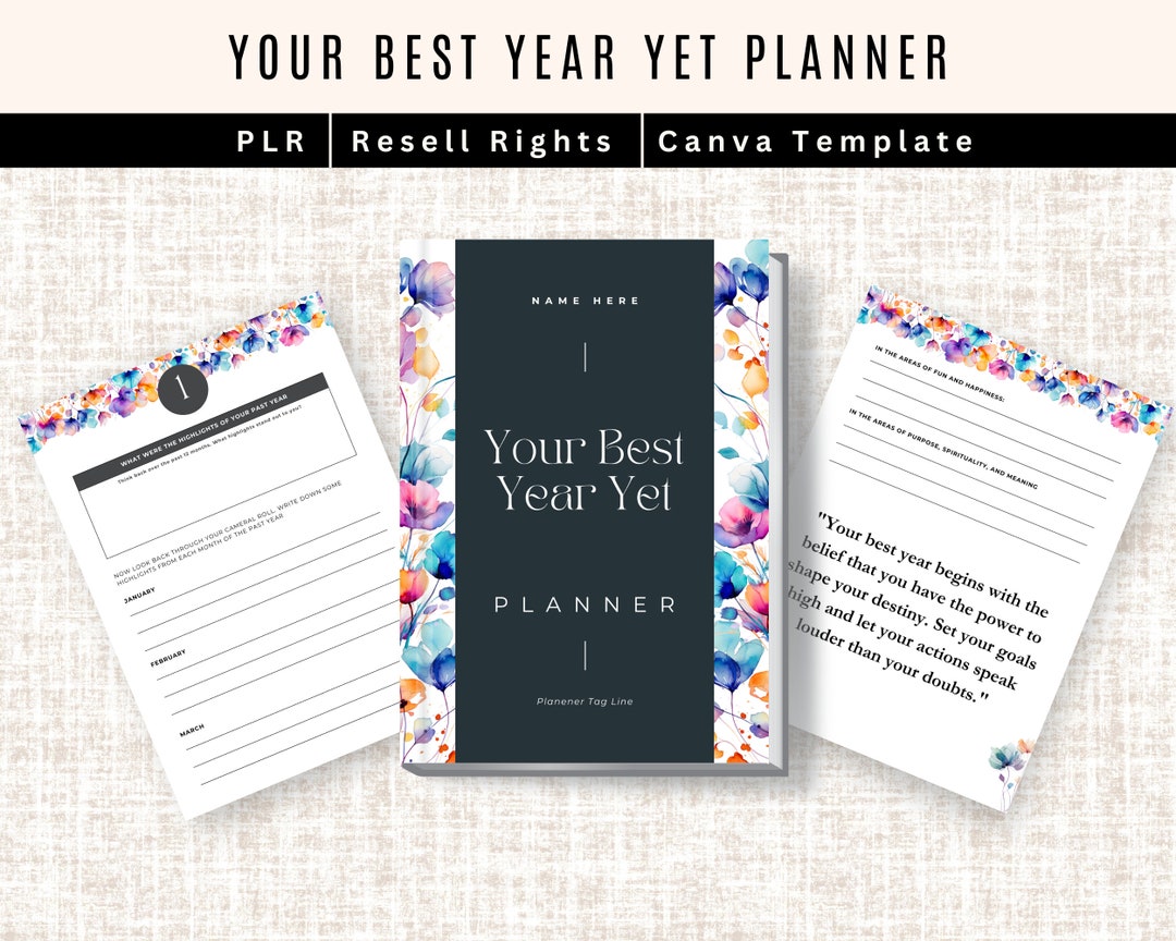 PLR Your Best Year yet Journal, Undated Planner, Resell Rights, 2024