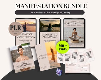 Manifestation Planner PLR, Manifestation Bundle with Journals & Affirmations, Canva Templates with Resell Rights