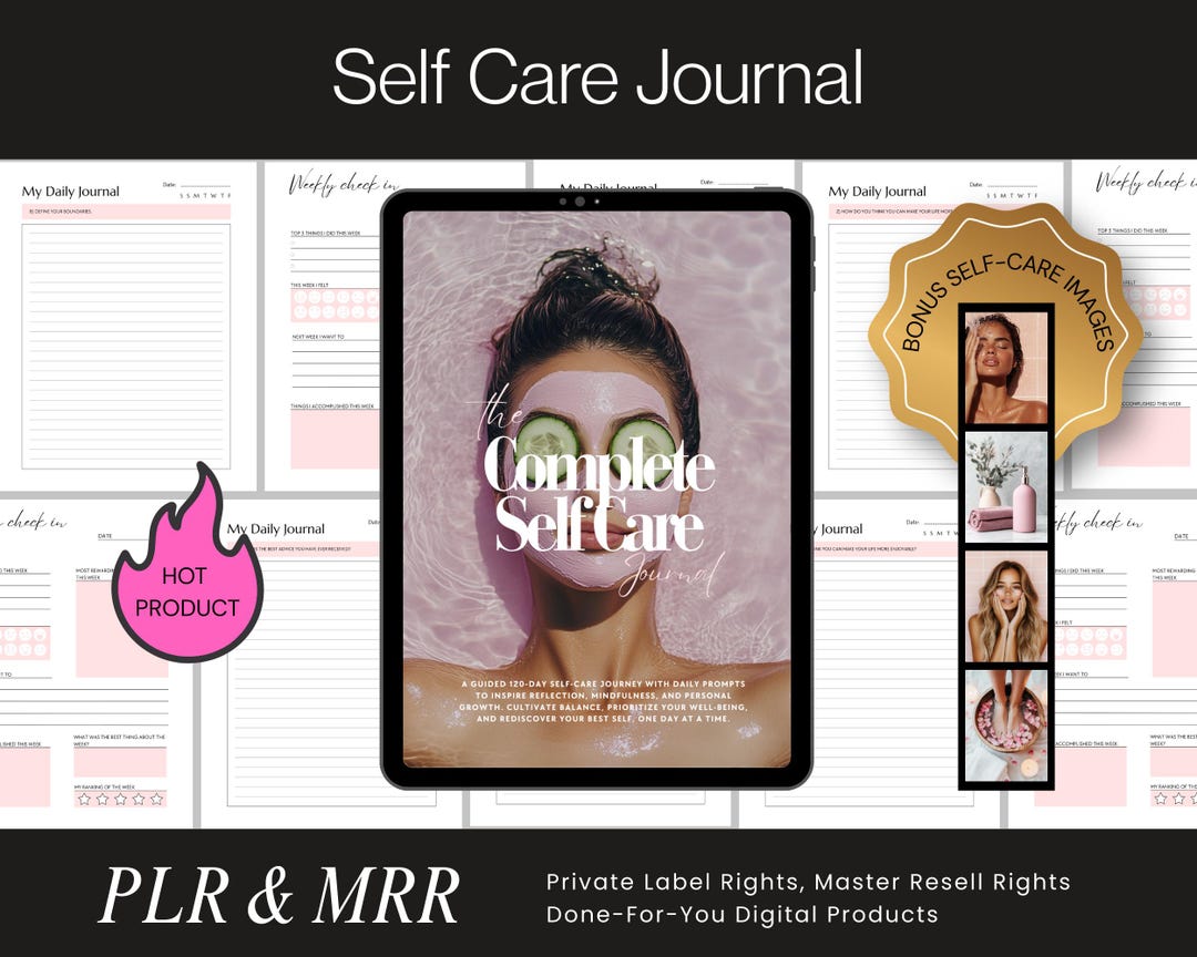 Self Care Journal Canva Template With Resell Rights, PLR MRR Wellness ...