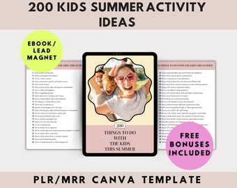 200 Kids Summer Activity Ideas With Resell Rights, PLR Parenting Blogger, Kids Activity PLR, Done For You, Kids Things To Do, Parenting Blog