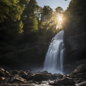 Waterfall Nature Backdrop for Easy Editing | Digital Background | Majestically Waterfall | Photoshop Composite