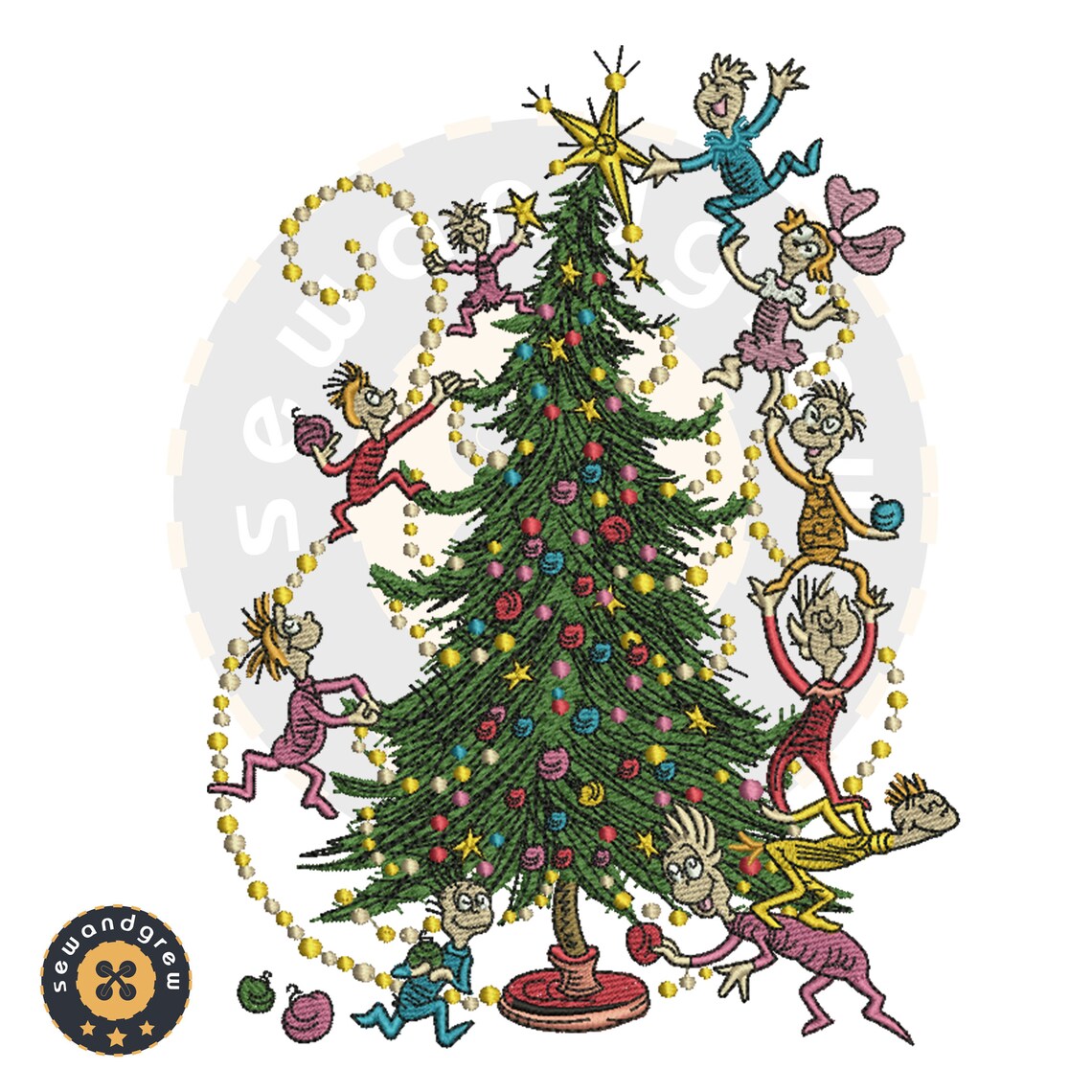 Classic Grinch Christmas Tree Embroidery Design - Etsy