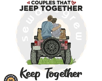 Jeep Together Embroidery Design