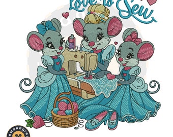 Love to Sew Mice Embroidery Design