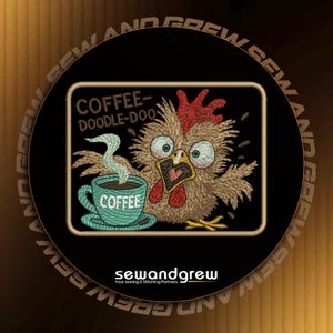 Coffee Doodle-doo Digital Embroidery Design