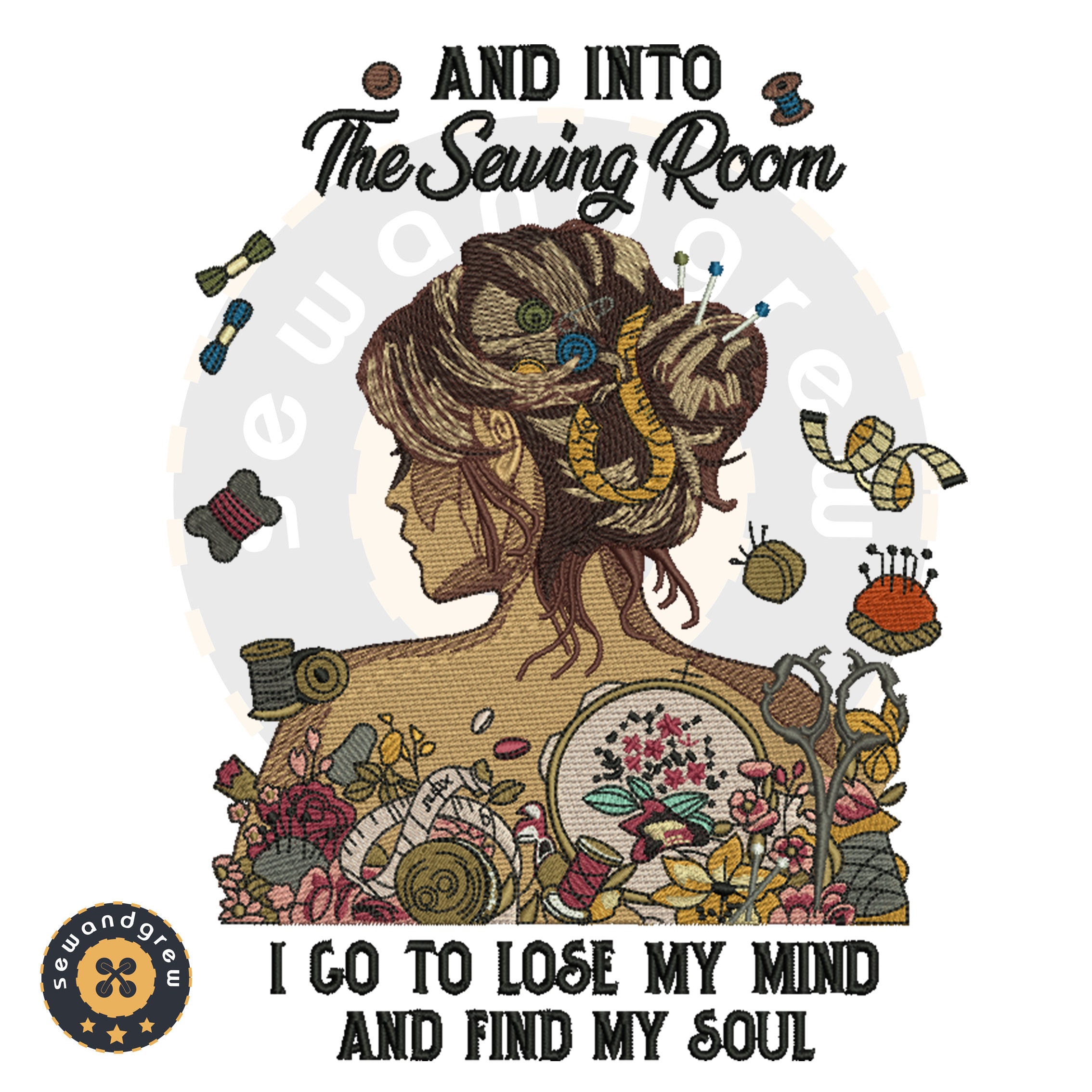 Sewing Girl Embroidery Design