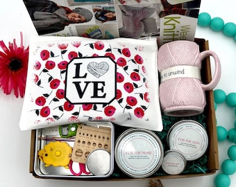 Yarn Gift Box for Knitting Gift for Mom Thinking of You Crochet Supplies for Knitting Notions Tin for Mother's Day Gift for Knitter