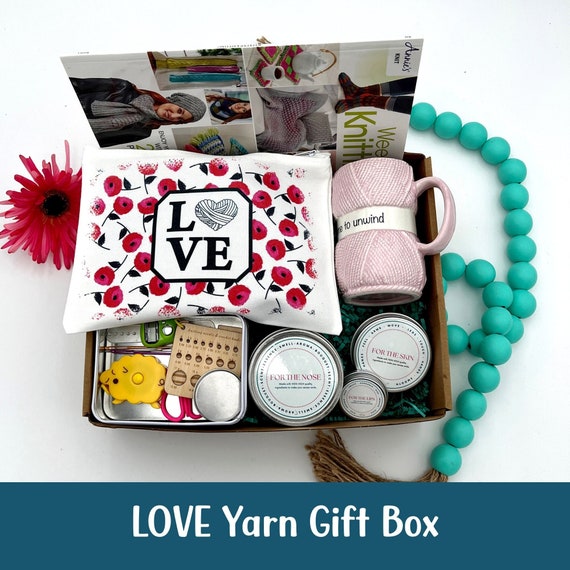 Yarn Gift Box for Knitting Gift for Mom Thinking of You Crochet Supplies for Knitting Notions Tin for Mother's Day Gift for Knitter