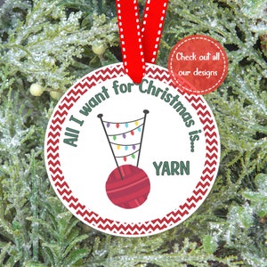 Personalized Crochet Christmas ornament is shown on a tree.