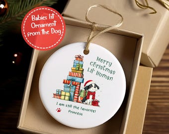 Babies 1st Christmas Ornament from the Dog Ornament for First Christmas Gift from the Dog Personalized Baby Ornament for Dog Lovers Gift