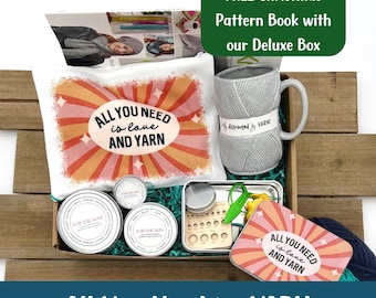 Crochet Gift Box for Knitting Gift for Mom Crochet Notions Tin for Knitting Book for Crochet Stitch Markers Thinking of You Gift for Knitter