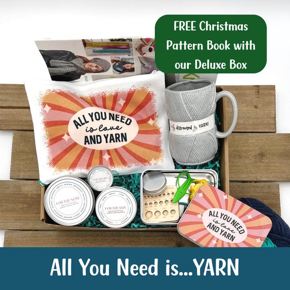 Crochet Gift Box for Knitting Gift for Mom Crochet Notions Tin for Knitting Book for Crochet Stitch Markers Thinking of You Gift for Knitter