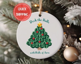 Yarn Ornament for Knitters Christmas Ornament for Crocheter Gift Deck the Halls with Balls of Yarn Ornament Crochet Lover Gift for Knitter