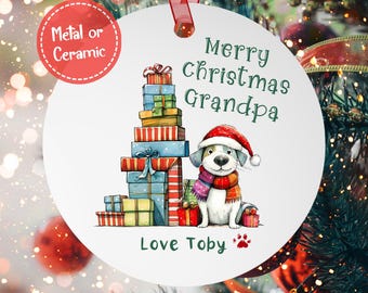 Adorno navideño para abuelos Adorno para perro rescatado para abuelo Regalo de Navidad para amantes de los perros Adorno para abuelos Raza mixta