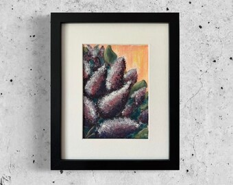 Lilac Bush Acrylic Painting Floral Original Art Lilac Branch Handmade Gift for Her Small Wall Art Spring Blooms Impressionist Flowers Framed
