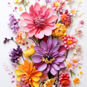 Abstract Flower Bouquet Phone Background Bundle - 5 Vibrant Digital Wallpapers - Instant Download - Digital Decor for Your Device