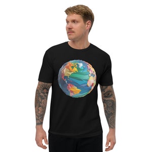 Short-sleeve t-shirt with Planet Earth made from colored paper