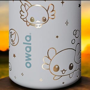 Axolotl Owala 20, 24, 30, 32 and 40 oz Bottle | Custom Engraved Owala free sip, sway and Smooth sip bottles