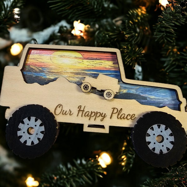 Off Road Vehicle Ornament, Personalized with Beach Scene, Christmas Decor