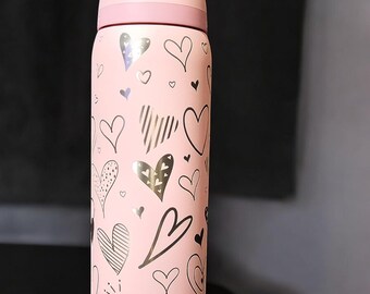 Lyreh 2pcs Bows Hearts Stickers For Owala Water Bottle 24oz, Insulated...