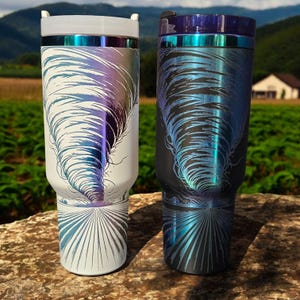 Weather Enthusiast Tumbler - Tornado Engraved Cup for Storm Chasers, 40 oz Stainless Steel  Water Bottle with handle, meteorology gift