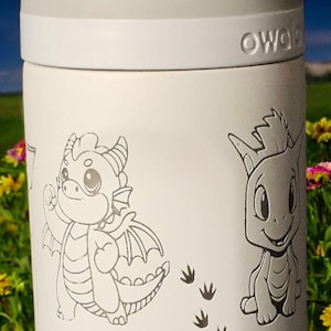 Cute Baby Dragon Owala 20, 24 and 32 oz Bottle | Custom Engraved Owala free sip and Smooth sip bottles
