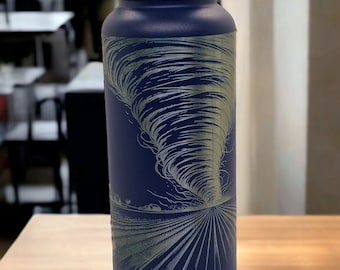 Weather Enthusiast Tumbler - Tornado Engraved Cup for Storm Chasers, 32, 30 or 16 ounce Stainless Steel Hydro Water Bottle