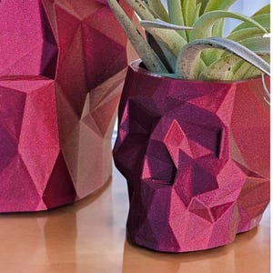 Geometric Skull Planter – Gothic Decor for Modern Homes | 3D Printed in Multiple Sizes & Colors | Halloween, Alt Aesthetic Pot