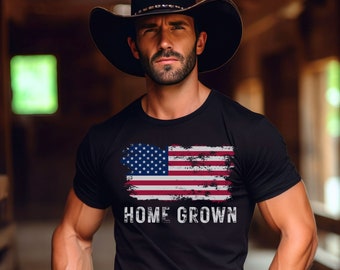 Home Grown Farmer shirt, Farming shirt, Farming family, USA proud, Patriotic shirt, gift for farmer, country living, American flag